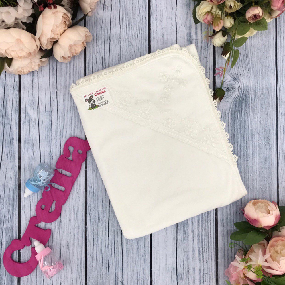 229. Крестильная пеленка, хлопок 100% Махра, молочный
