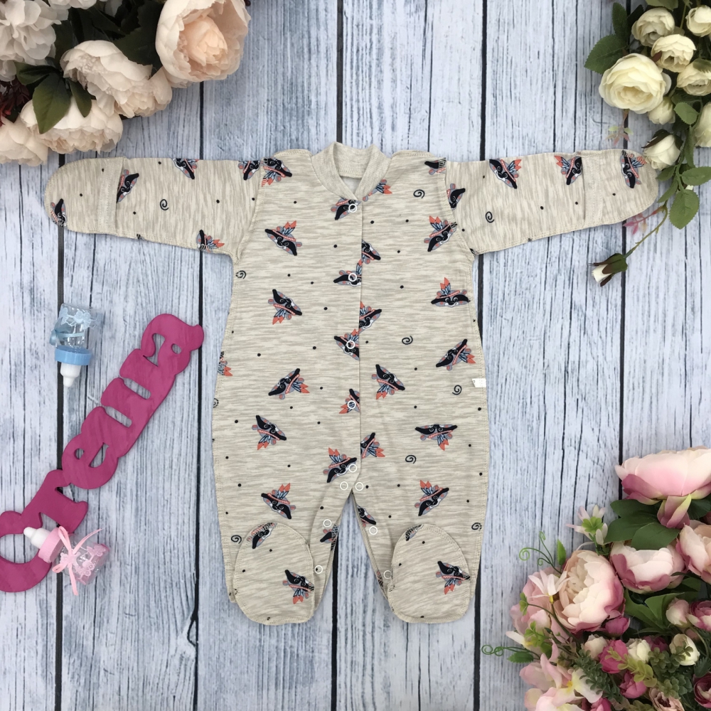 271-С. Комбинезон, хлопок 100 % кулирка 56,62,68,74,80, серый