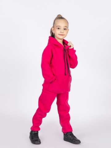 296-Ф. Свитшот с капюшоном  + Штаны, хлопок 65%, 35% ПЭ, 3-х нитка (начес) фуксия 80,86,92