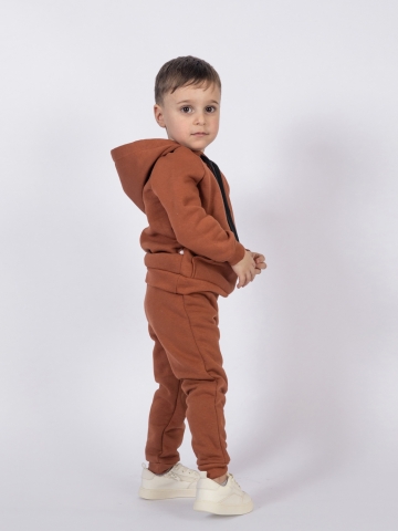 Купить оптом 296-ТР. Свитшот с капюшоном  + Штаны, хлопок 65%, 35% ПЭ, 3-х нитка (начес) терракот 122,128,134,140 в Казани