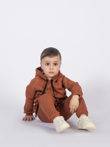 296-ТР. Свитшот с капюшоном  + Штаны, хлопок 65%, 35% ПЭ, 3-х нитка (начес) терракот 80,86,92