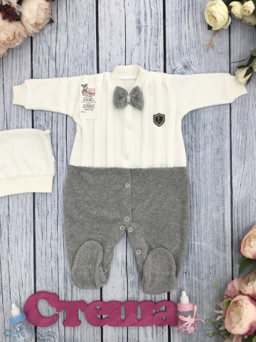 Купить оптом 302-С. Комбинезон складки  хлопок 80% велюр, 20 % ПЭ, р 56,62 , серый в Казани